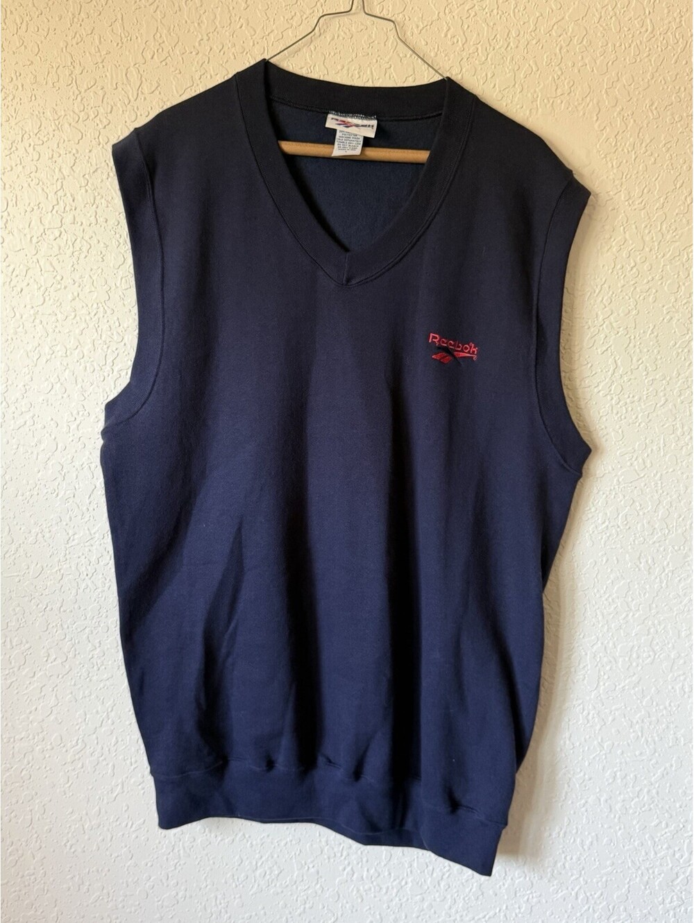 Vintage 90s Made in USA Reebok Navy Blue Cutoff Sweater‎ Vest Size L